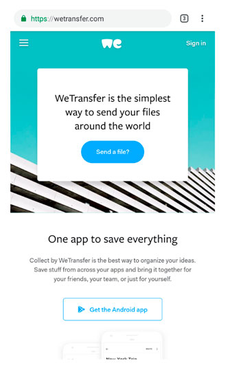 wetransfer sur mobile